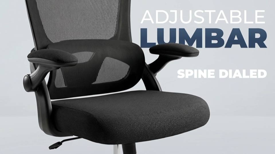 52974 black chair, padded pivot armrests