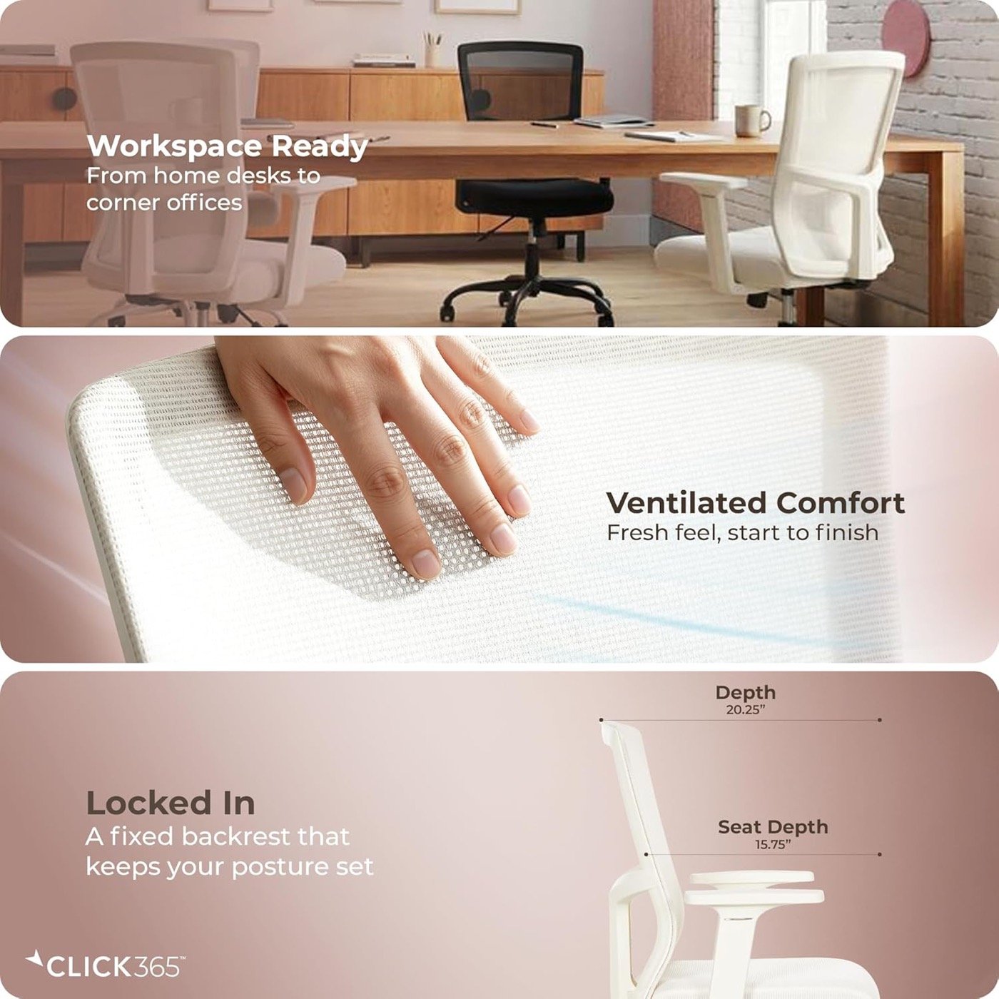 Click365 feature panel — workspace fit and ventilation