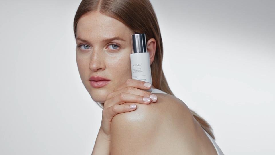 NovAge+ skincare launch film with claim titles